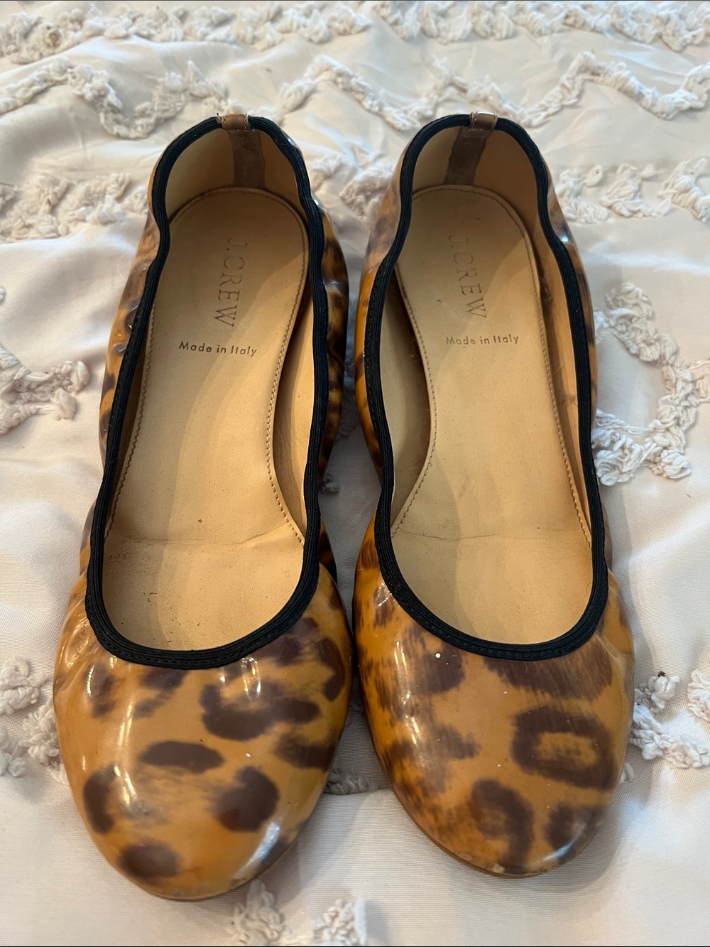 J. Crew Leopard-Print Ballet Flats in Tan and Brown